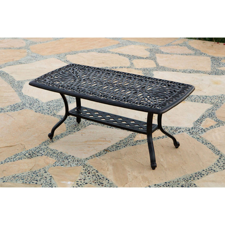 World Menagerie Jared Rectangular Metal Outdoor Coffee Table & Reviews ...